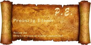 Preiszig Elemér névjegykártya